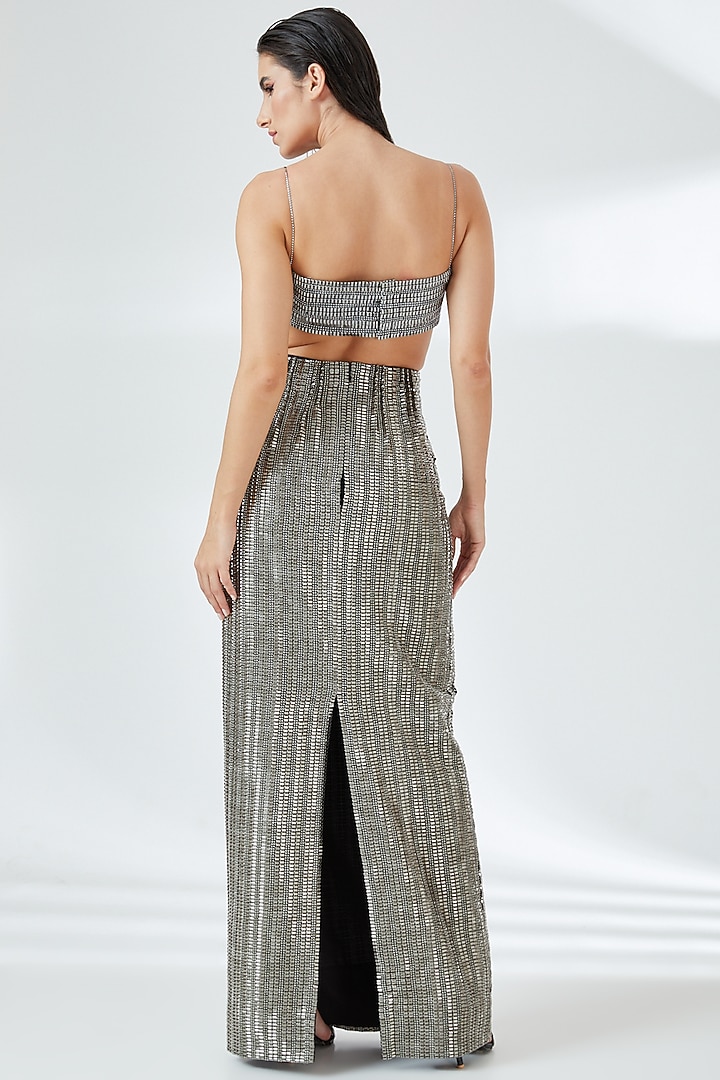 Silver Tulle High-Waisted Skirt by RUDRAKSH DWIVEDI at Pernia's Pop Up Shop