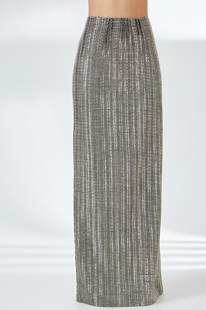 Silver Tulle High-Waisted Skirt by RUDRAKSH DWIVEDI at Pernia's Pop Up Shop