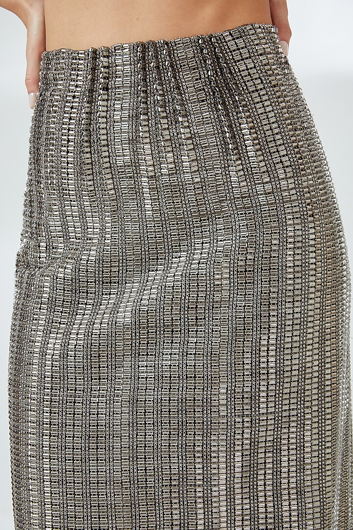 Silver Tulle High-Waisted Skirt by RUDRAKSH DWIVEDI at Pernia's Pop Up Shop