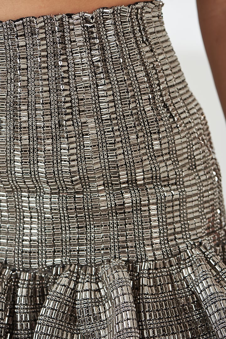 Silver Tulle High-Waisted Skirt by RUDRAKSH DWIVEDI at Pernia's Pop Up Shop
