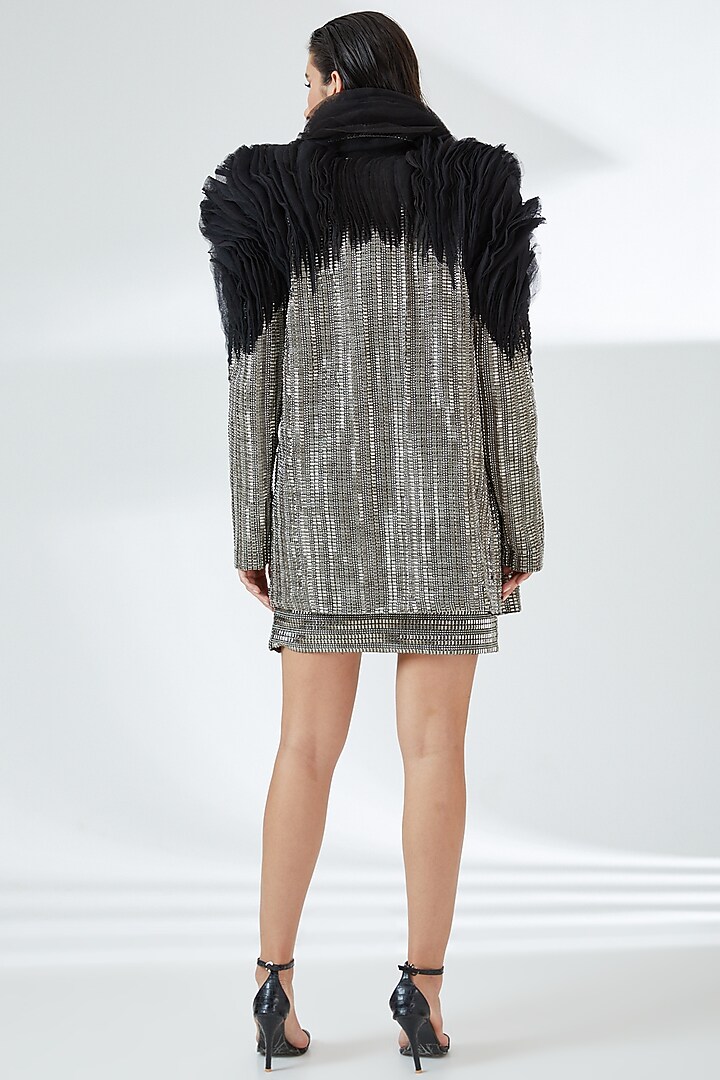 Silver Tulle Blazer by RUDRAKSH DWIVEDI at Pernia's Pop Up Shop