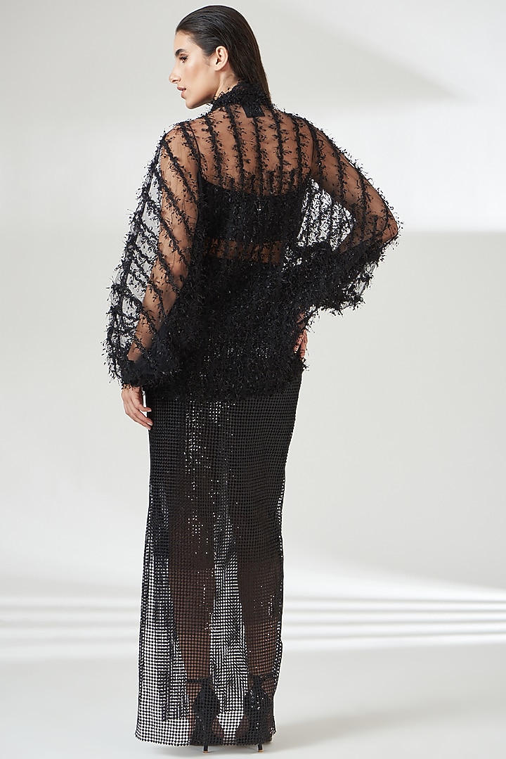 Black Tulle Top by RUDRAKSH DWIVEDI at Pernia's Pop Up Shop