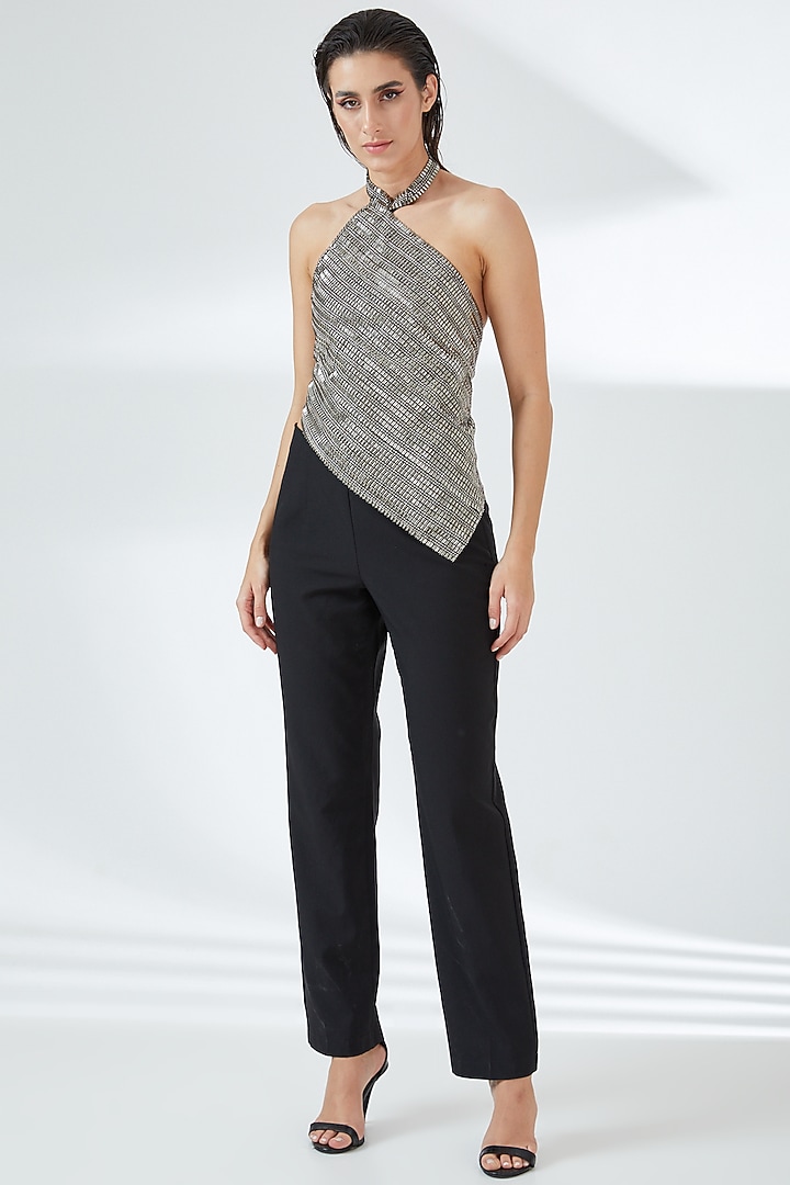 Silver Tulle Top by RUDRAKSH DWIVEDI at Pernia's Pop Up Shop
