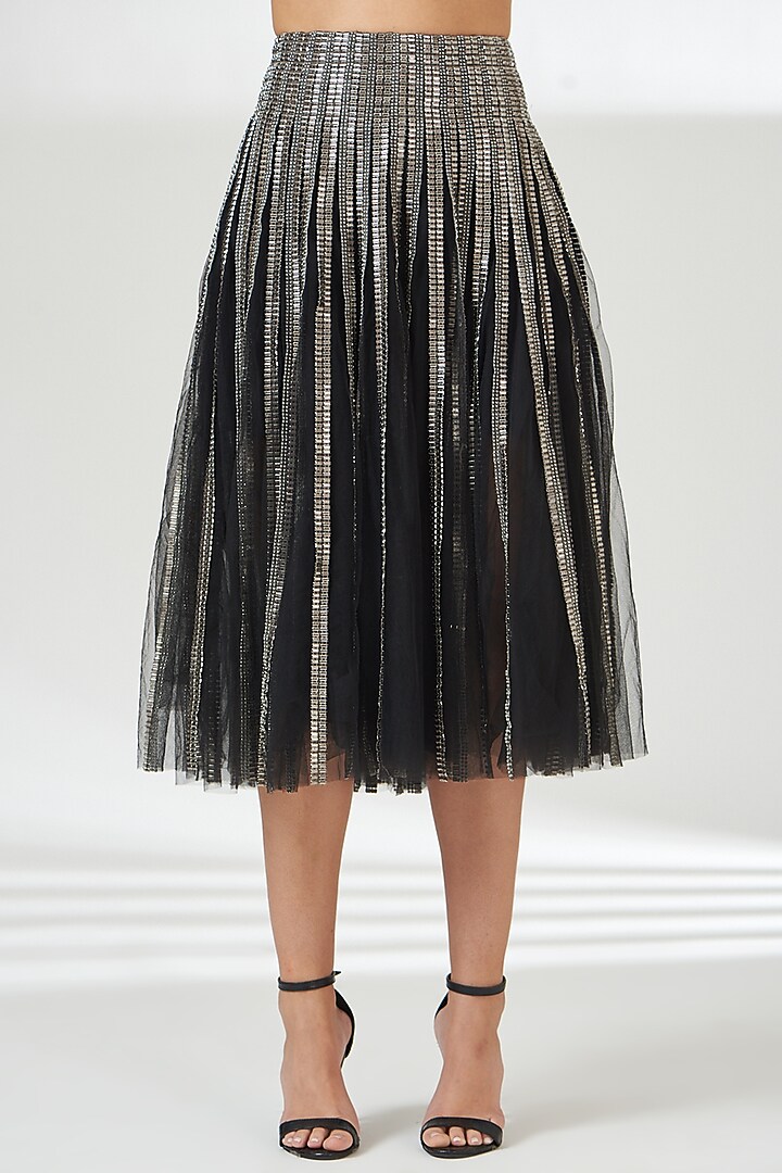 Silver Tulle High-Waisted Skirt by RUDRAKSH DWIVEDI at Pernia's Pop Up Shop