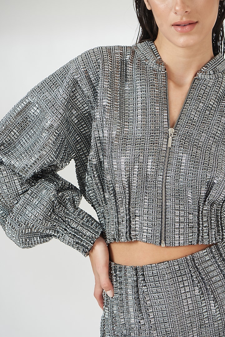 Silver Tulle High-Waisted Trousers by RUDRAKSH DWIVEDI at Pernia's Pop Up Shop