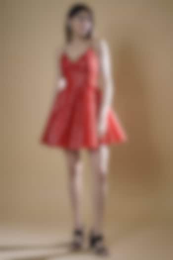 Scarlet Tulle Mini Dress by RUDRAKSH DWIVEDI