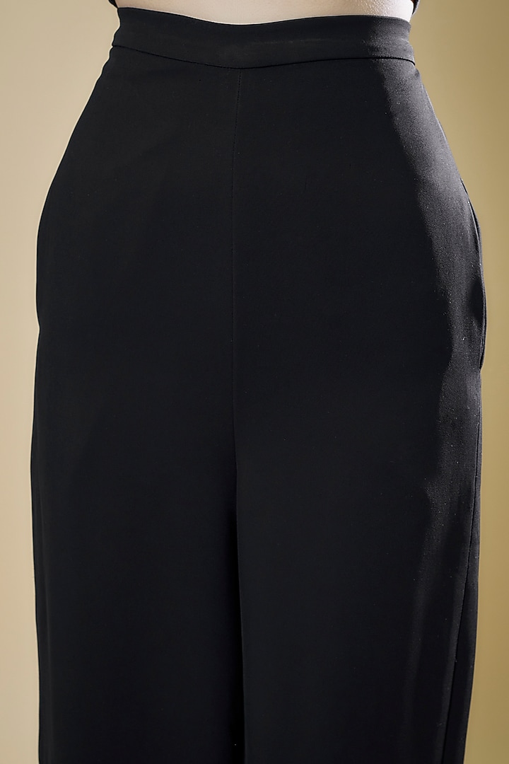 Black Moroccan Crepe Wide-Legged Trousers by RUDRAKSH DWIVEDI at Pernia's Pop Up Shop