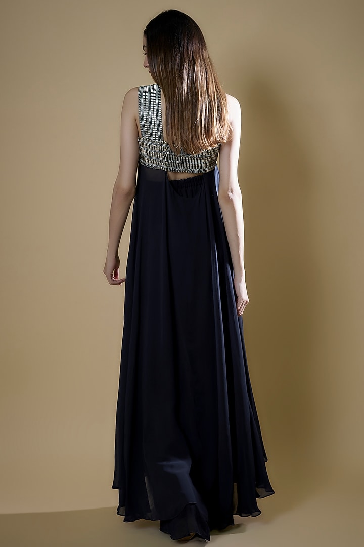 Midnight Blue Georgette Co-Ord Set by RUDRAKSH DWIVEDI at Pernia's Pop Up Shop