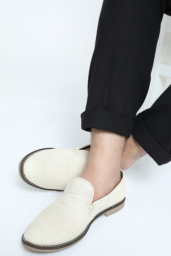 White Metallic Cord Loafers by Rimzim Dadu Men at Pernia's Pop Up Shop