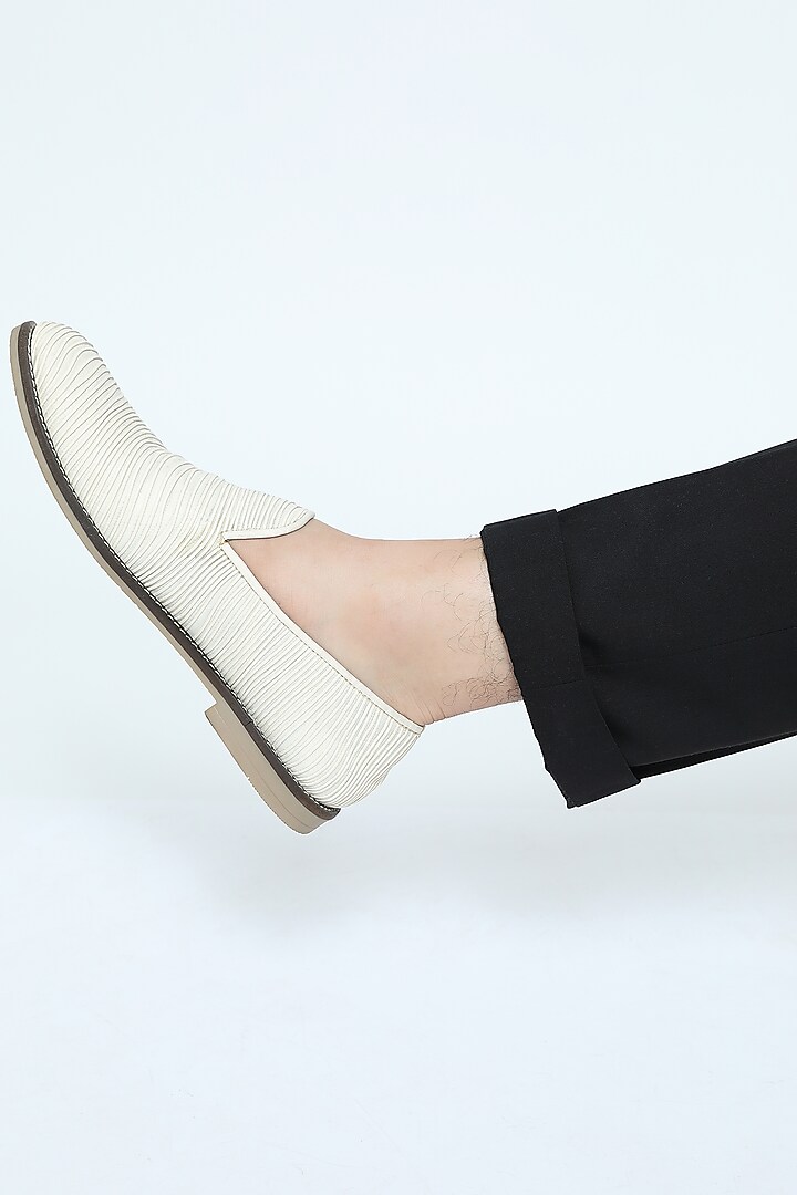 White Metallic Cord Loafers by Rimzim Dadu Men at Pernia's Pop Up Shop