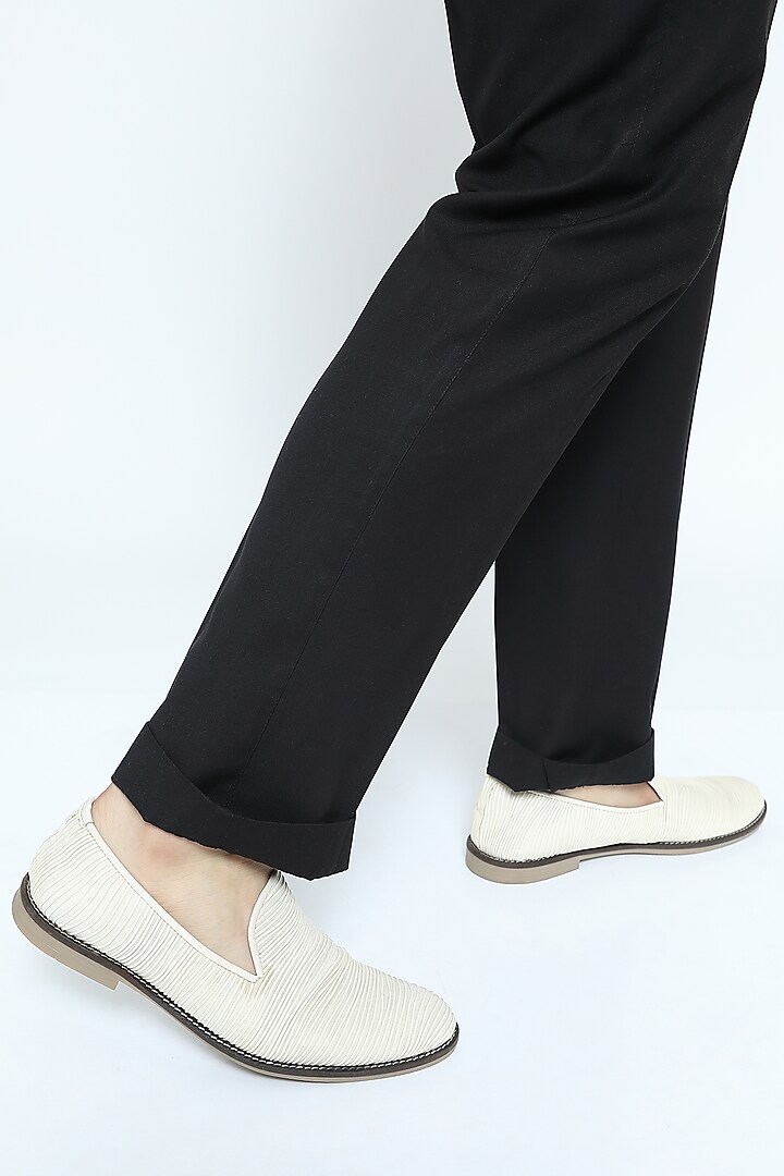 White Metallic Cord Loafers by Rimzim Dadu Men at Pernia's Pop Up Shop