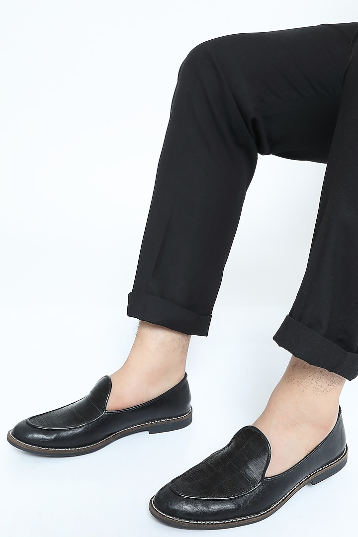 Black Metallic Cord Loafers by Rimzim Dadu Men