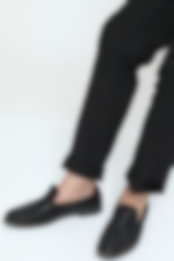 Black Metallic Yarn Loafers by Rimzim Dadu Men