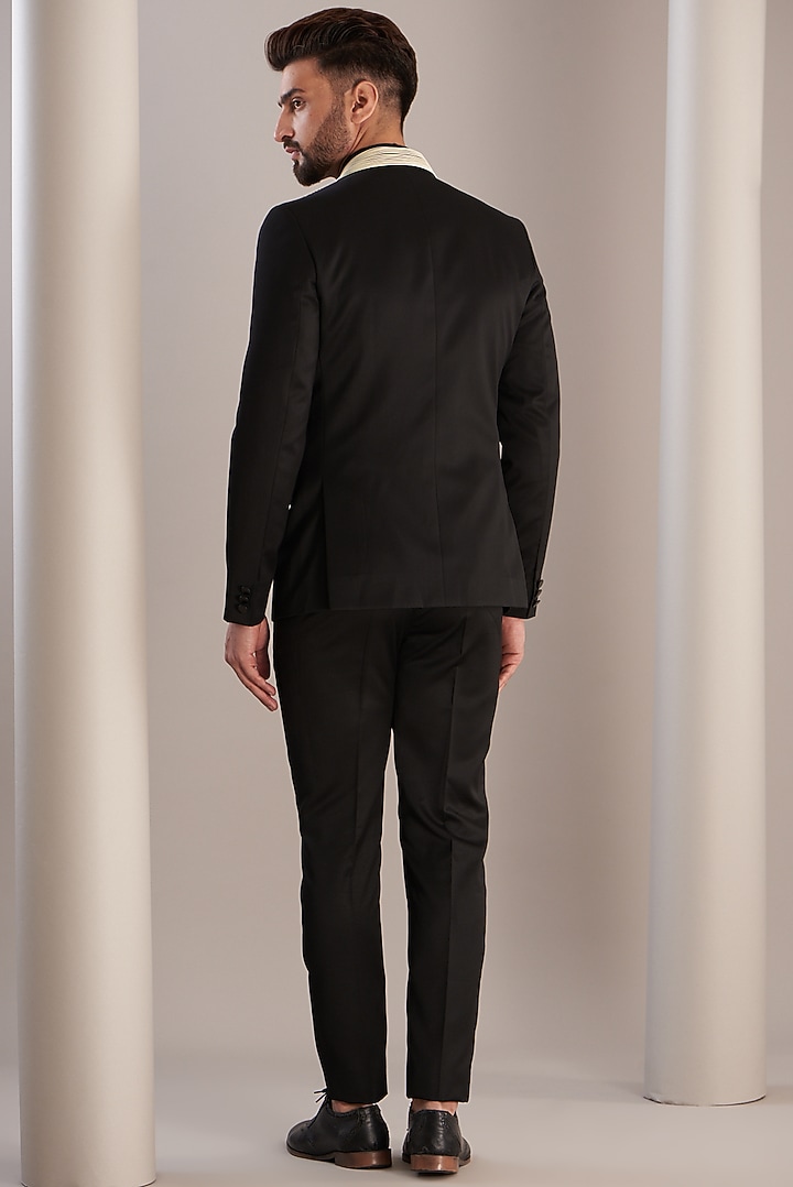 Black Metallic Wire Tuxedo Set by RimZim Dadu Men at Pernia's Pop Up Shop
