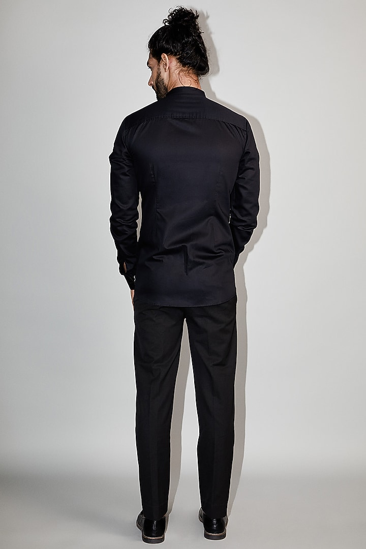Black Metallic Cord Wedding Shirt by Rimzim Dadu Men at Pernia's Pop Up Shop