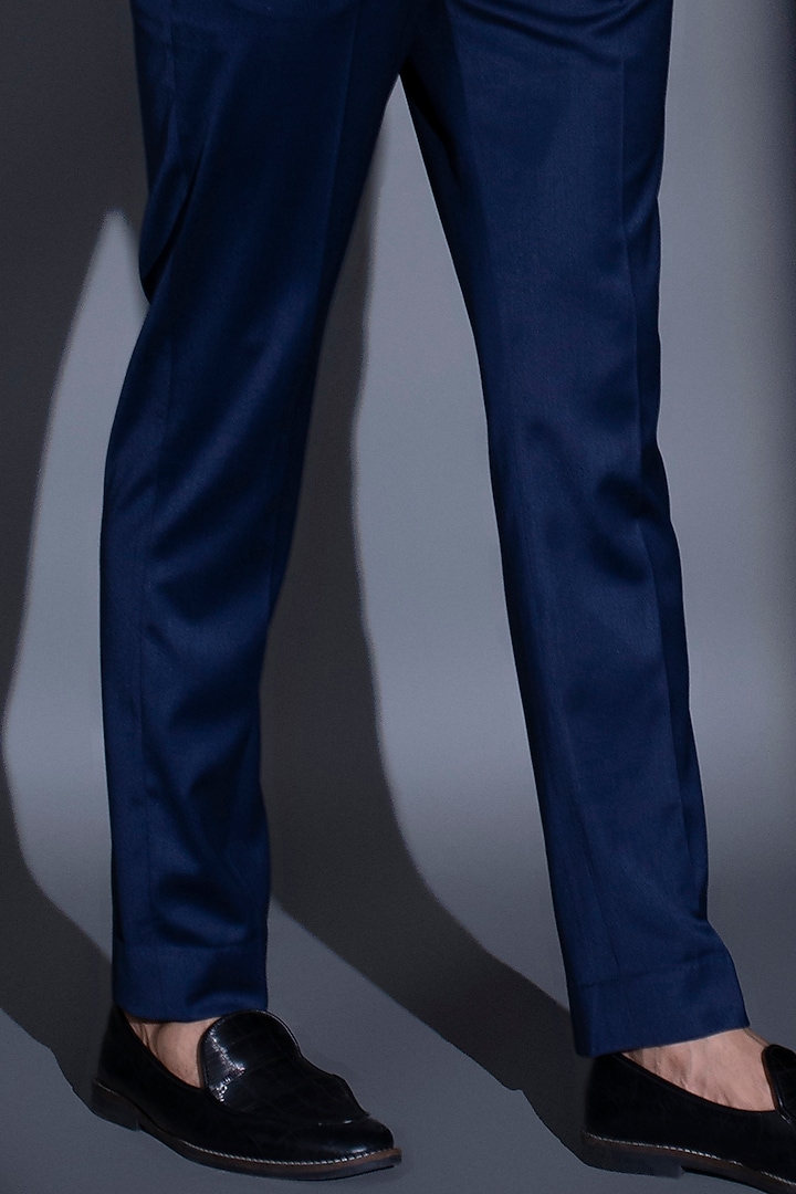 Navy Blue Metallic Cord Tuxedo Set by Rimzim Dadu Men at Pernia's Pop Up Shop