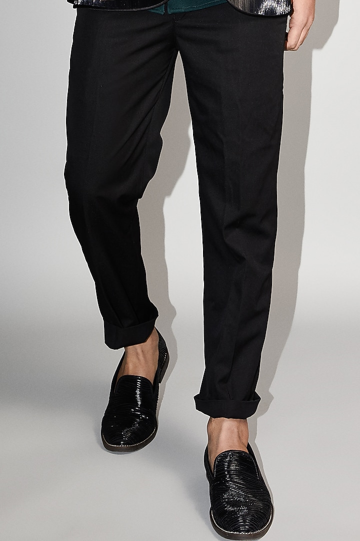 Black Metallic Cord Tuxedo Set by Rimzim Dadu Men at Pernia's Pop Up Shop