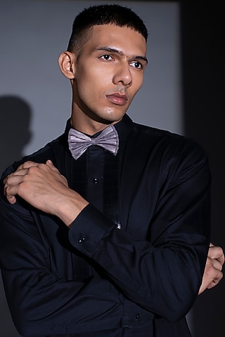 Brown Metallic Wire Bowtie by RimZim Dadu Men