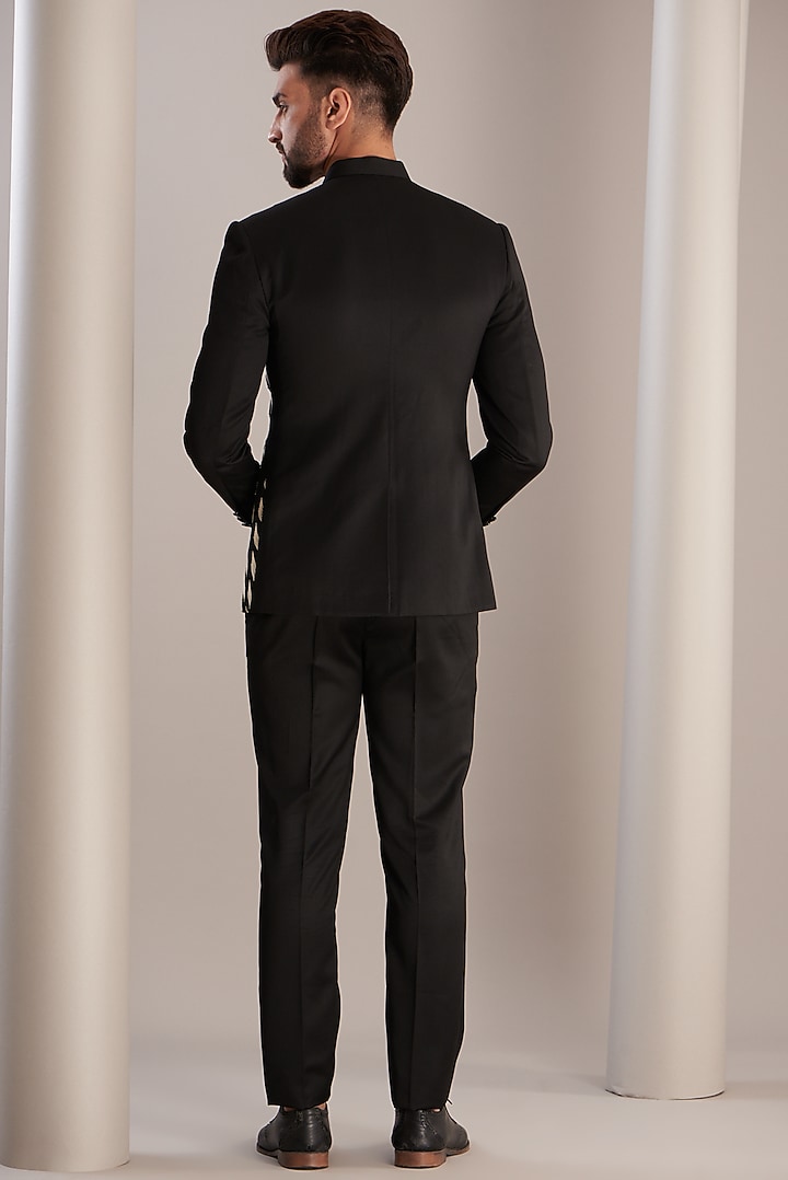 Black & White Metallic Cord Groom Bandhgala Jacket by RimZim Dadu Men at Pernia's Pop Up Shop