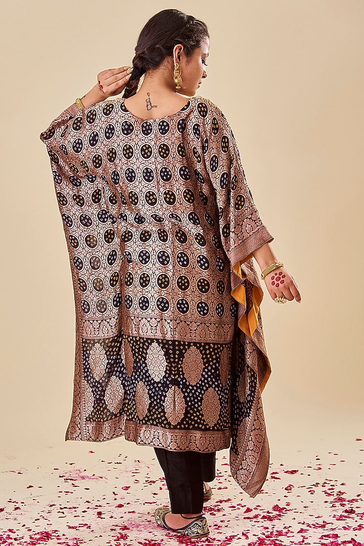 Black Banarasi Georgette Embroidered Kaftan Set by Radhika Nandwani at Pernia's Pop Up Shop