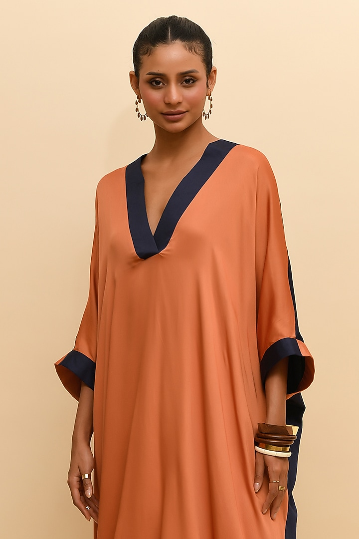Tan Orange Modal Asymmetric Kaftan by RdotY by Rishi & Vibhuti at Pernia's Pop Up Shop