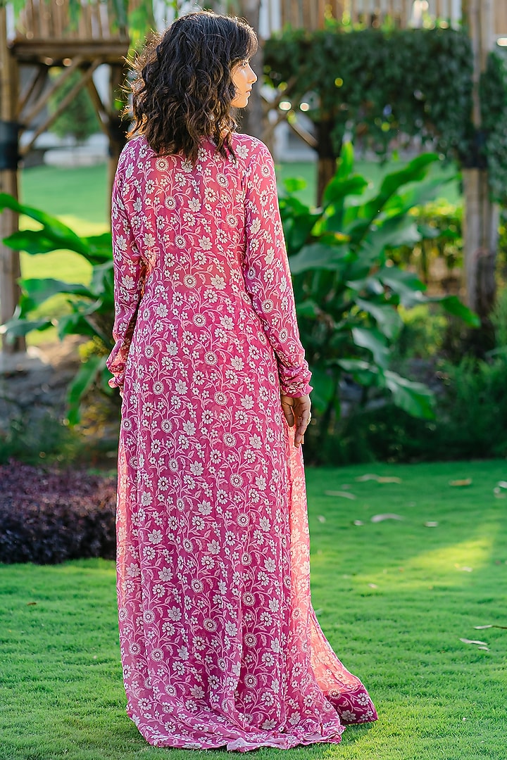 Mauve Georgette Printed Jacket Set by REDPINE DESIGNS at Pernia's Pop Up Shop