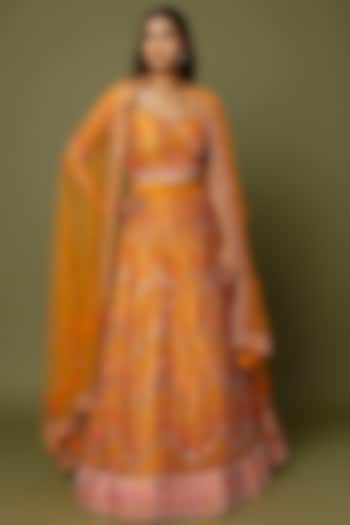 Mustard Yellow Embroidered Lehenga Set by REDPINE DESIGNS at Pernia's Pop Up Shop