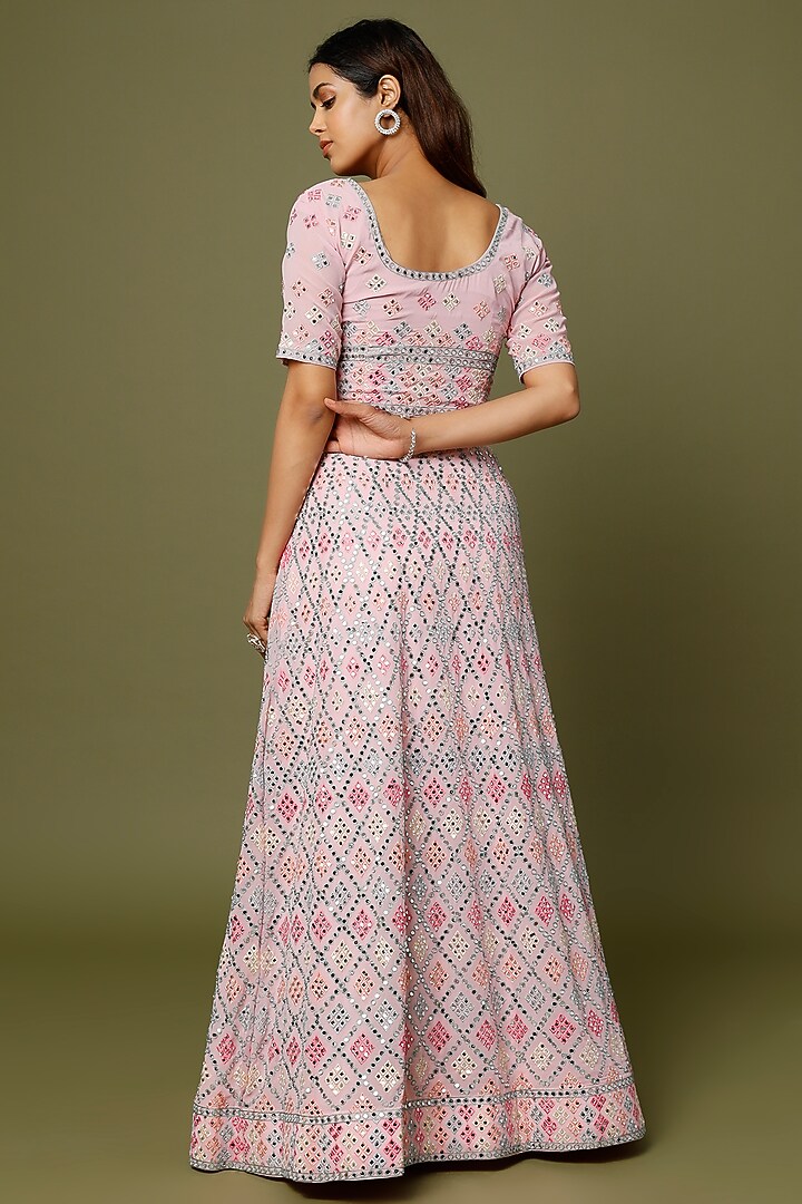 Light Pink Embroidered Lehenga Set by REDPINE DESIGNS at Pernia's Pop Up Shop