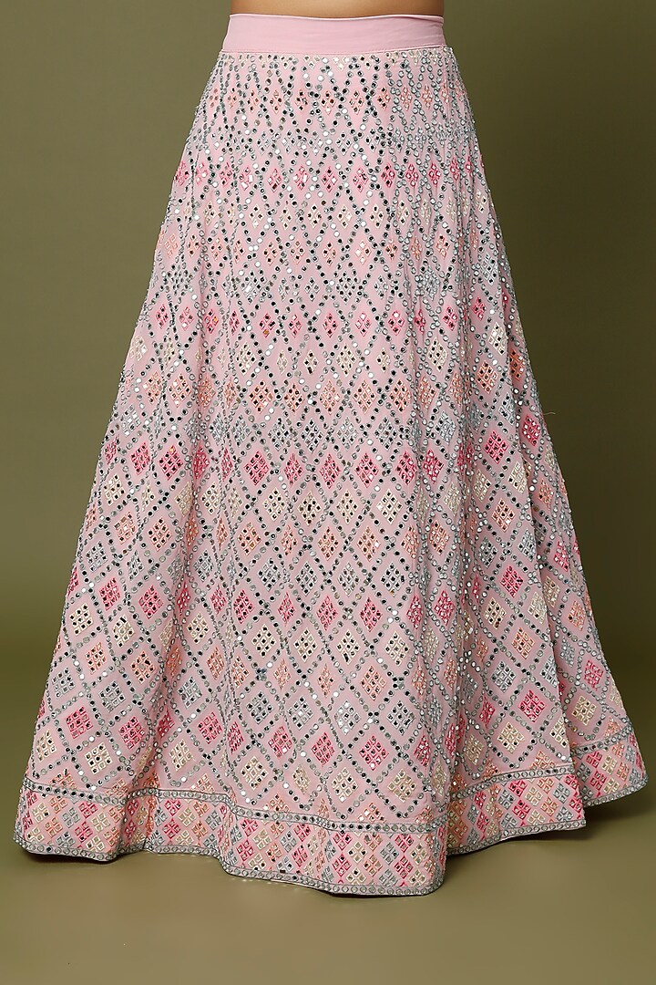 Light Pink Embroidered Lehenga Set by REDPINE DESIGNS at Pernia's Pop Up Shop