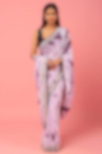 Purple Shibori Printed Saree Set by REDPINE DESIGNS