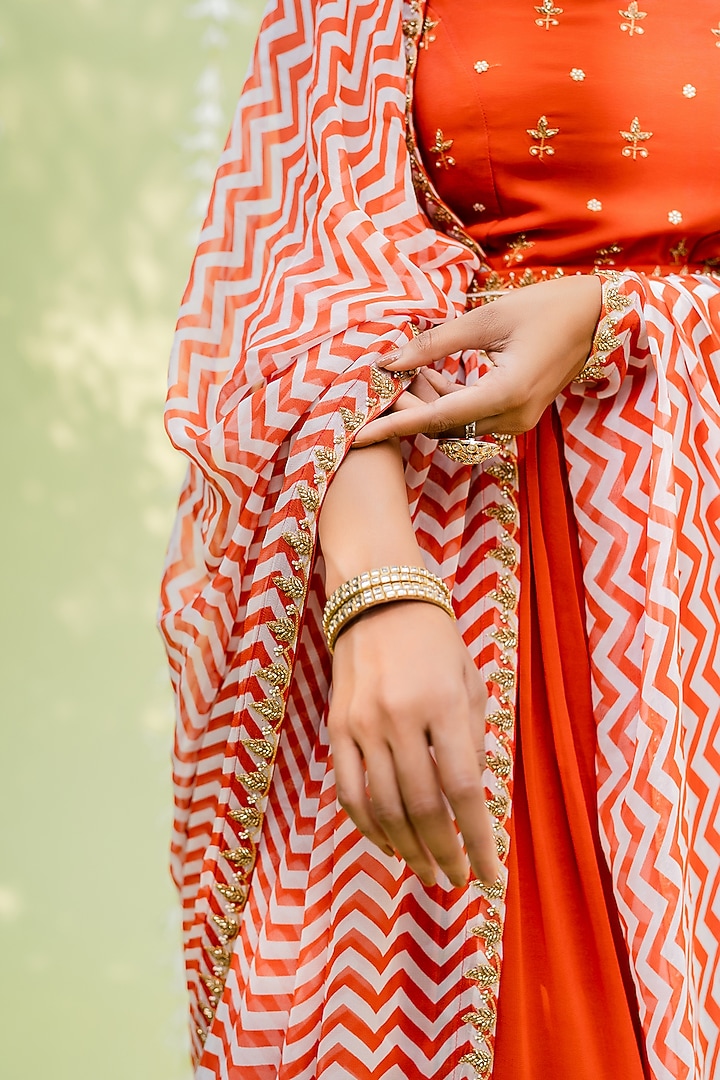Orange Embroidered Party Wear Anarkali Set by REDPINE DESIGNS at Pernia's Pop Up Shop
