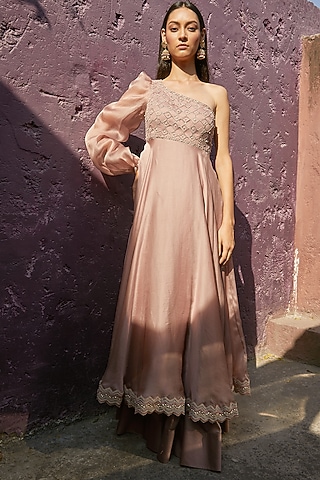 Lavender Hand Embroidered Anarkali Set by Radhika & Raghav