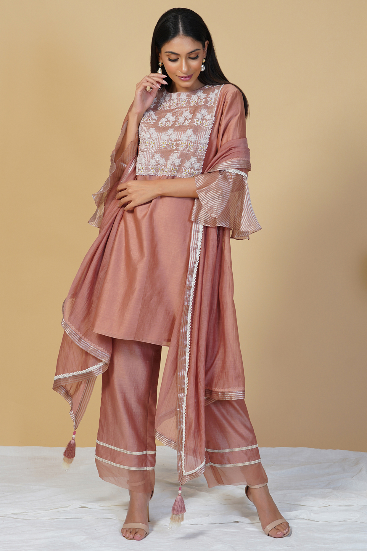 Pink Embroidered Kurta Set by Radhika & Raghav at Pernia's Pop Up Shop