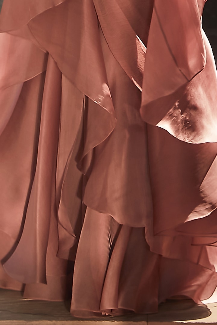 Faded Rose Pre-Stitched Wedding Saree Set by Radhika & Raghav at Pernia's Pop Up Shop