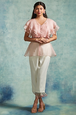 Pink Organza Co-Ord Set by Radhika & Raghav