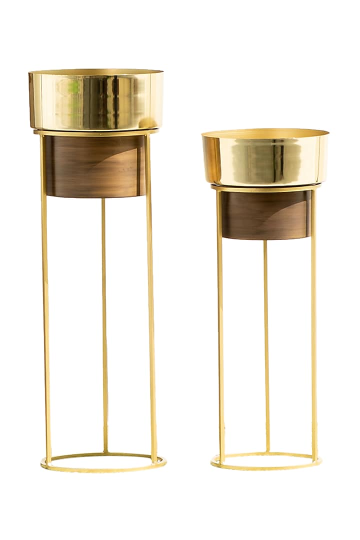 Handmade Isabella Iron Planter In Gold (Set Of 2) by The Decor Remedy at Pernia's Pop Up Shop
