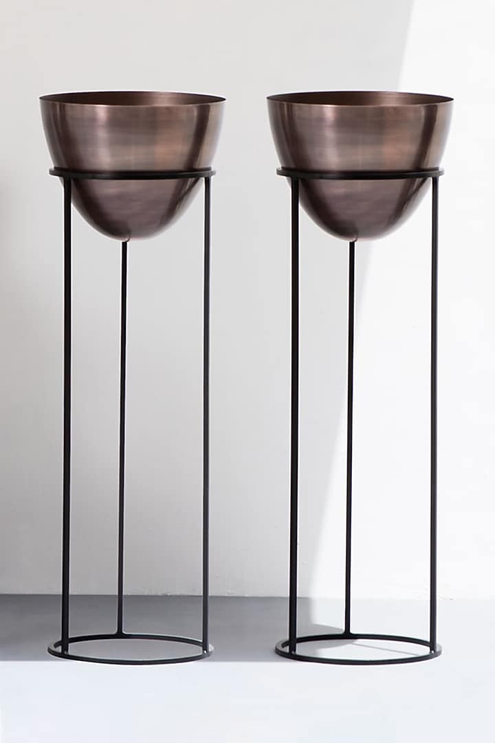 Antique Copper & Black Planters (Set of 2) by The Decor Remedy at Pernia's Pop Up Shop