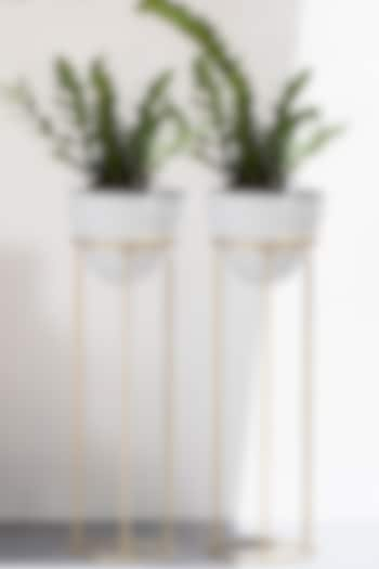 White & Gold Planters (Set of 2) by The Decor Remedy at Pernia's Pop Up Shop