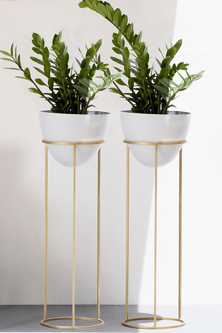 White & Gold Planters (Set of 2) by The Decor Remedy