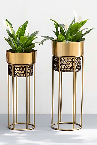 Gold & Black Planters (Set of 2) by The Decor Remedy
