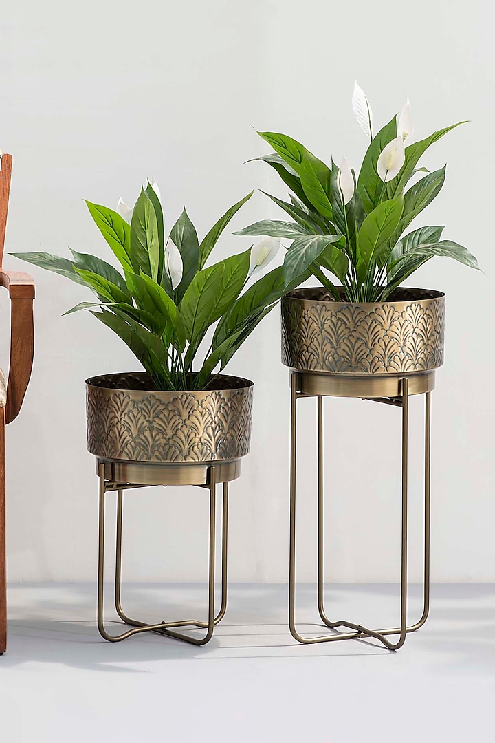 Antique Gold Planters (Set of 2) by The Decor Remedy