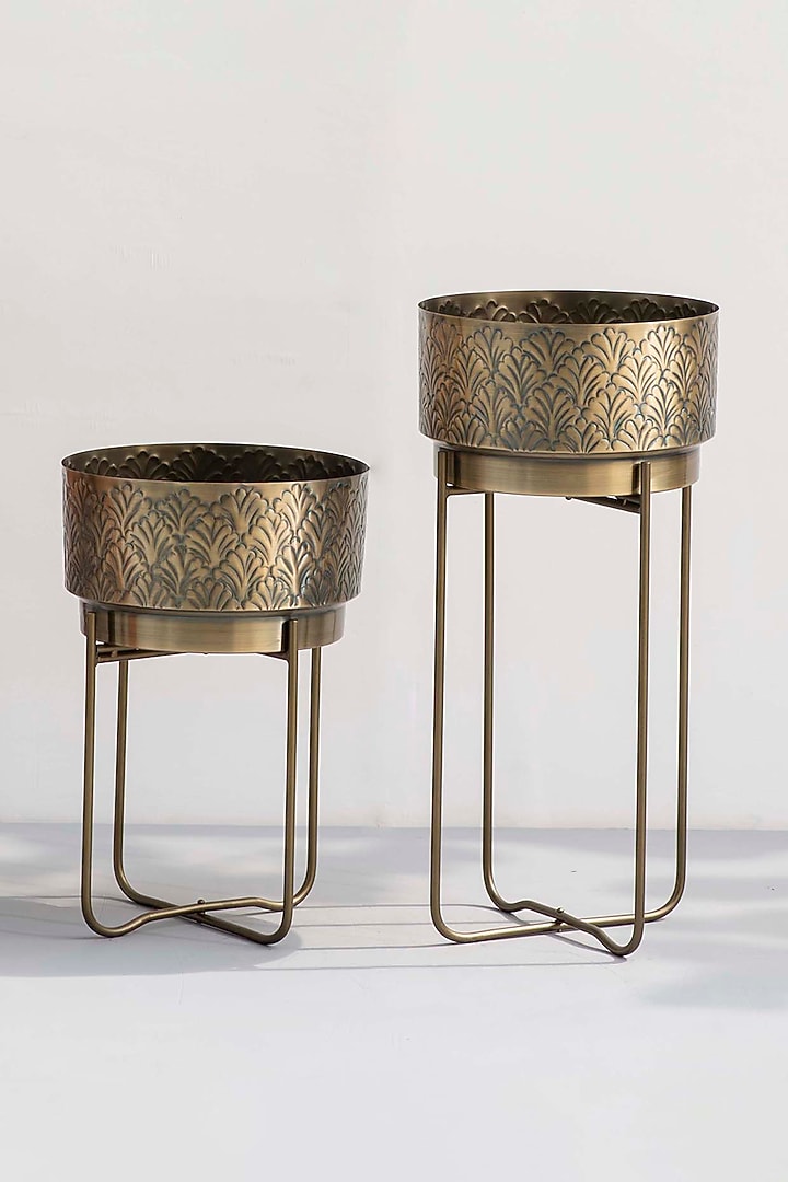 Antique Gold Planters (Set of 2) by The Decor Remedy at Pernia's Pop Up Shop