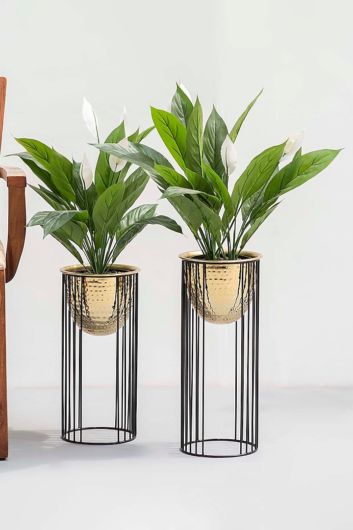 Shiny Metal Gold Planters (Set of 2) by The Decor Remedy