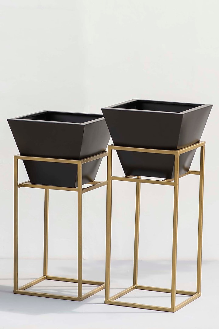 Grey & Gold Planters (Set of 2) by The Decor Remedy at Pernia's Pop Up Shop