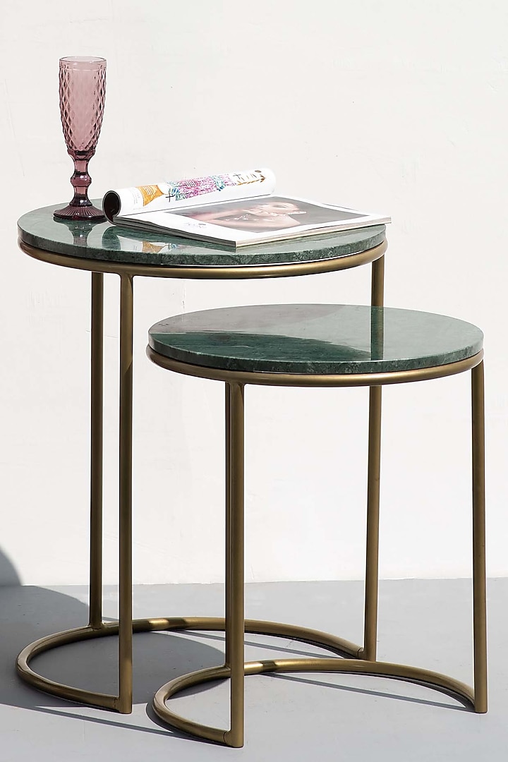 Jade Green & Gold Nesting Tables (Set of 2) by The Decor Remedy