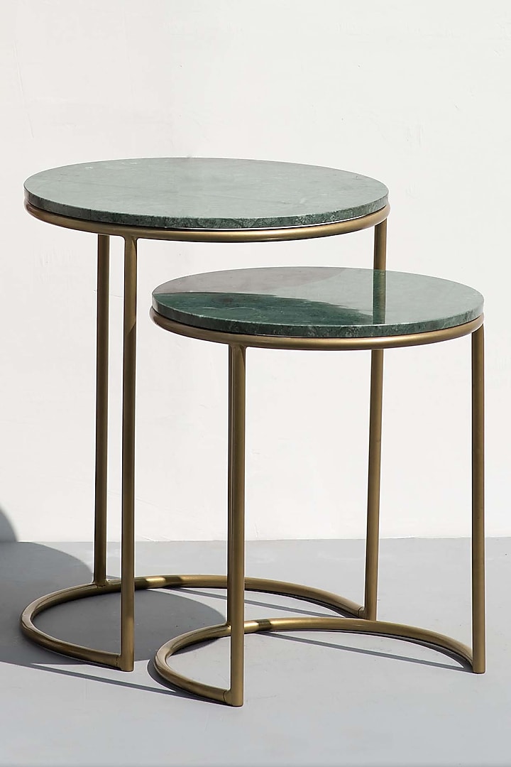 Jade Green & Gold Nesting Tables (Set of 2) by The Decor Remedy at Pernia's Pop Up Shop