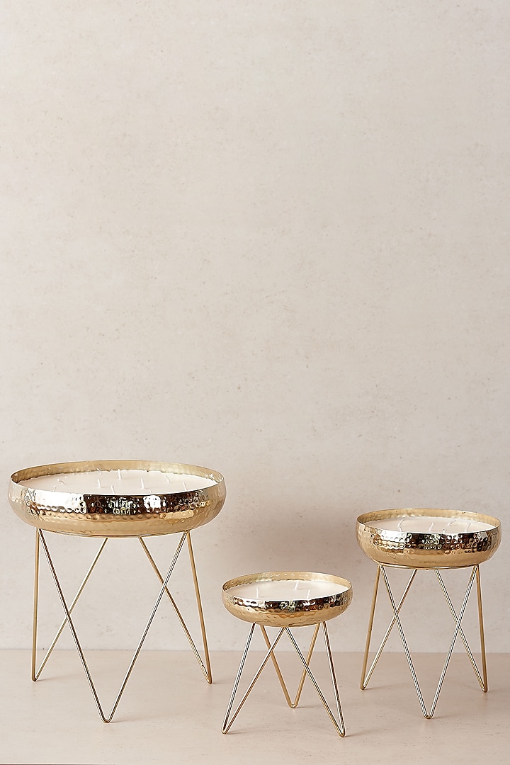 Gold Candle Stands (Set of 3) by The Decor Remedy