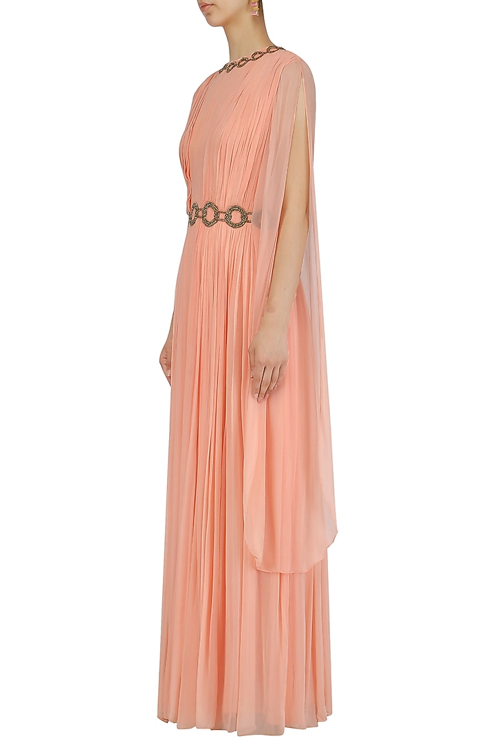 Sunset Peach Two side winged sleeve gown available only at Pernia's Pop Up Shop.
