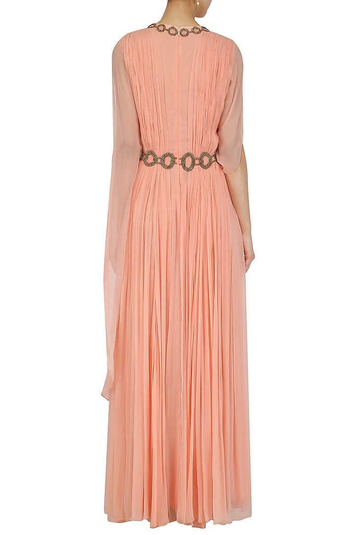Sunset Peach Two side winged sleeve gown available only at Pernia's Pop Up Shop.