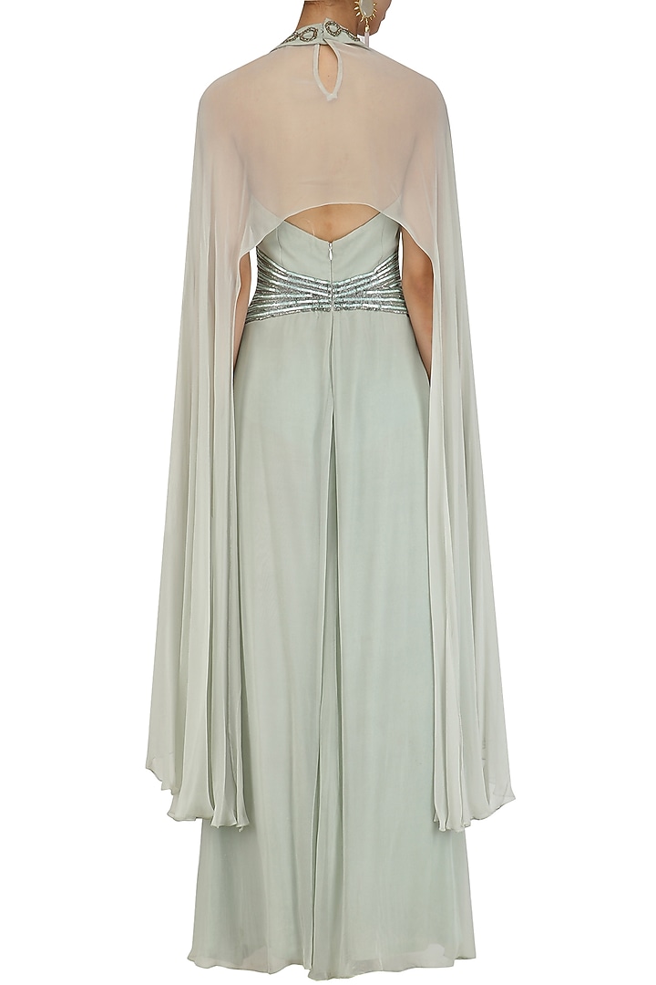Sage Green Winged Sleeves Belted Gown available only at Pernia's Pop Up Shop.